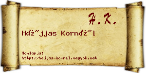 Héjjas Kornél névjegykártya