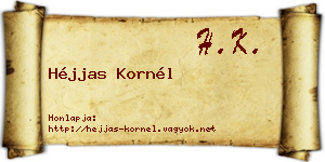 Héjjas Kornél névjegykártya